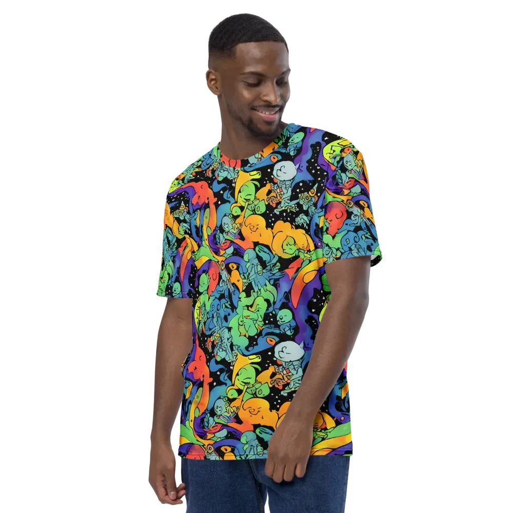 Neon Creature Carnival on Men's Crew Neck T-Shirt — Left