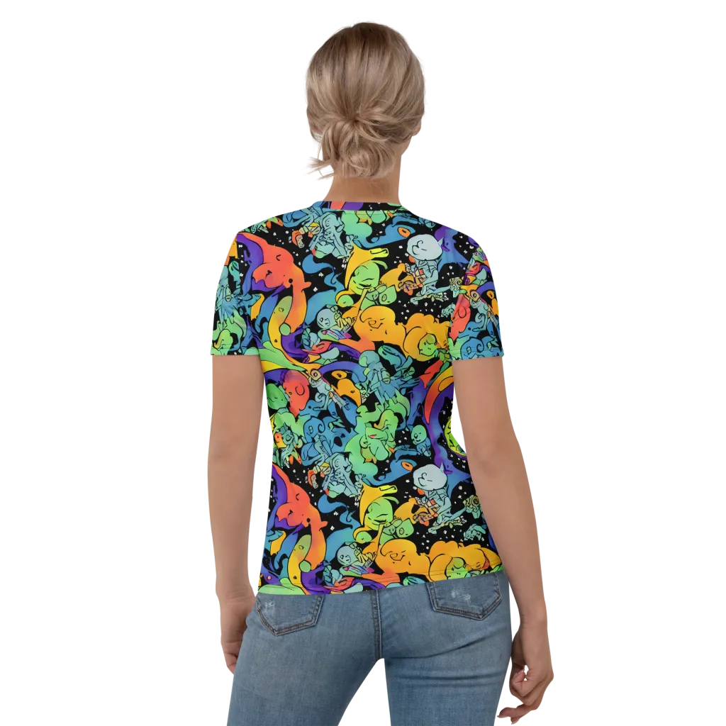 Neon Creature Carnival on Women's Crew Neck T-Shirt — Back
