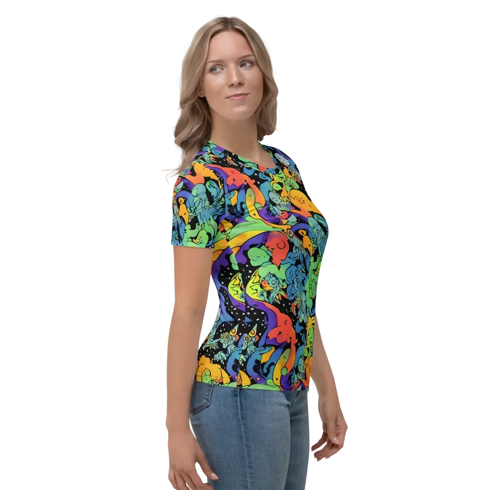 Neon Creature Carnival on Women's Crew Neck T-Shirt — Right