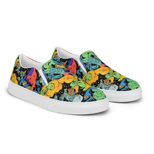 Neon Creature Carnival on a Men's Slip-On Canvas Shoes