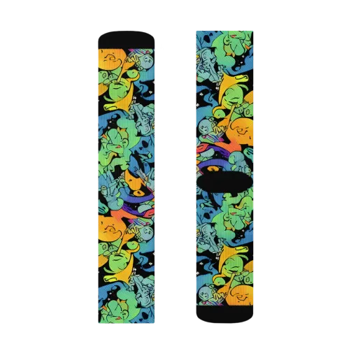 Neon Creature Carnival on a Socks