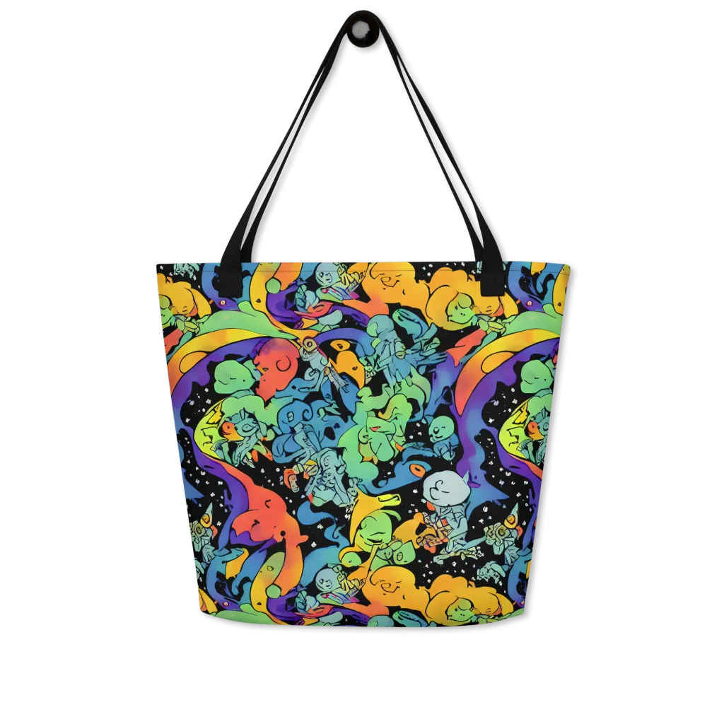Neon Creature Carnival on Large Tote Bag W/ Pocket — Front