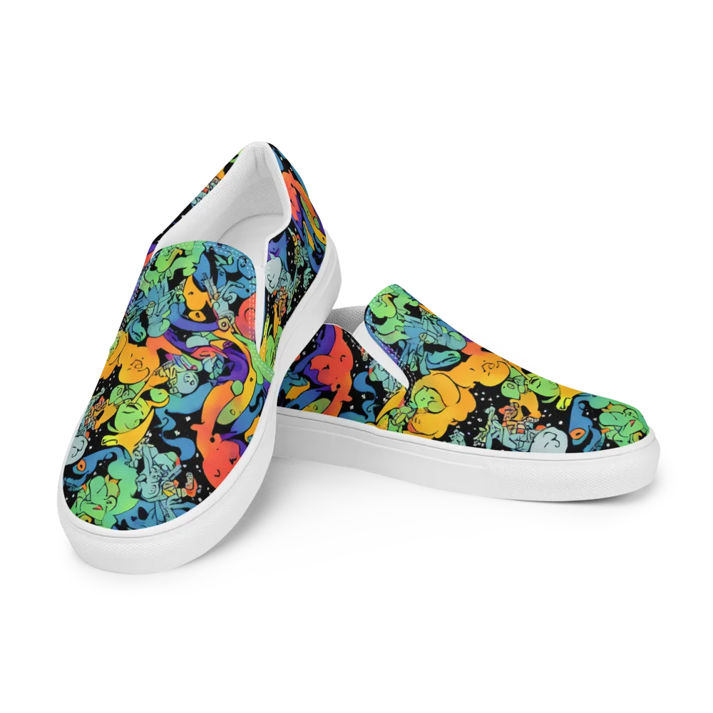 Neon Creature Carnival on Women's Slip-On Canvas Shoes — Left Front
