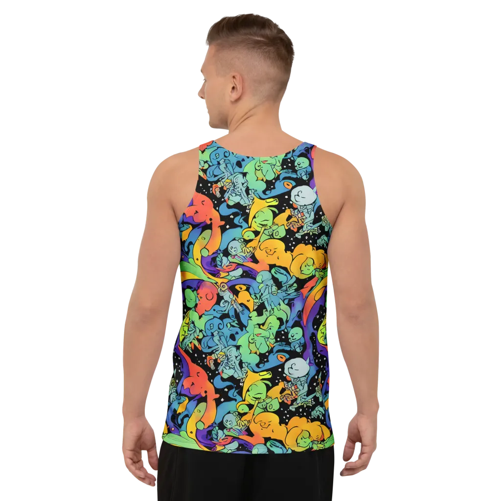 Neon Creature Carnival on Men's Tank Top — Back