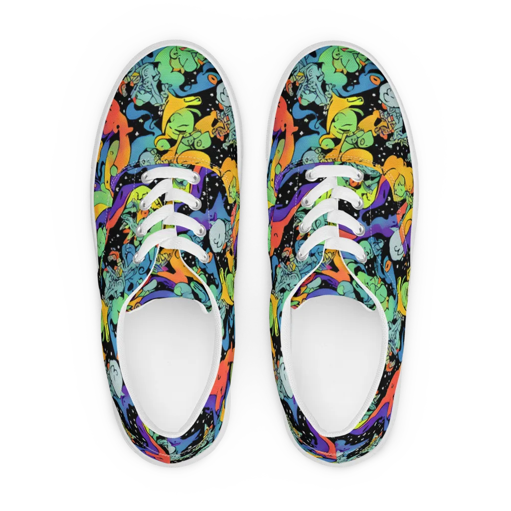 Neon Creature Carnival on Men's Lace-Up Canvas Shoes — Front