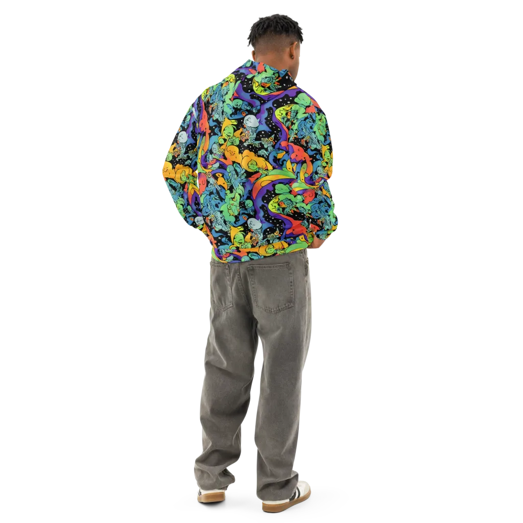 Neon Creature Carnival on Cotton Hoodie — Back