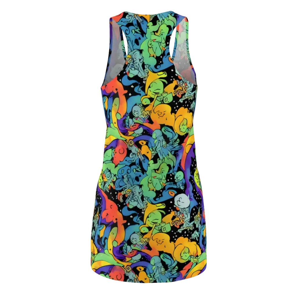 Neon Creature Carnival on Racerback Dress — Back