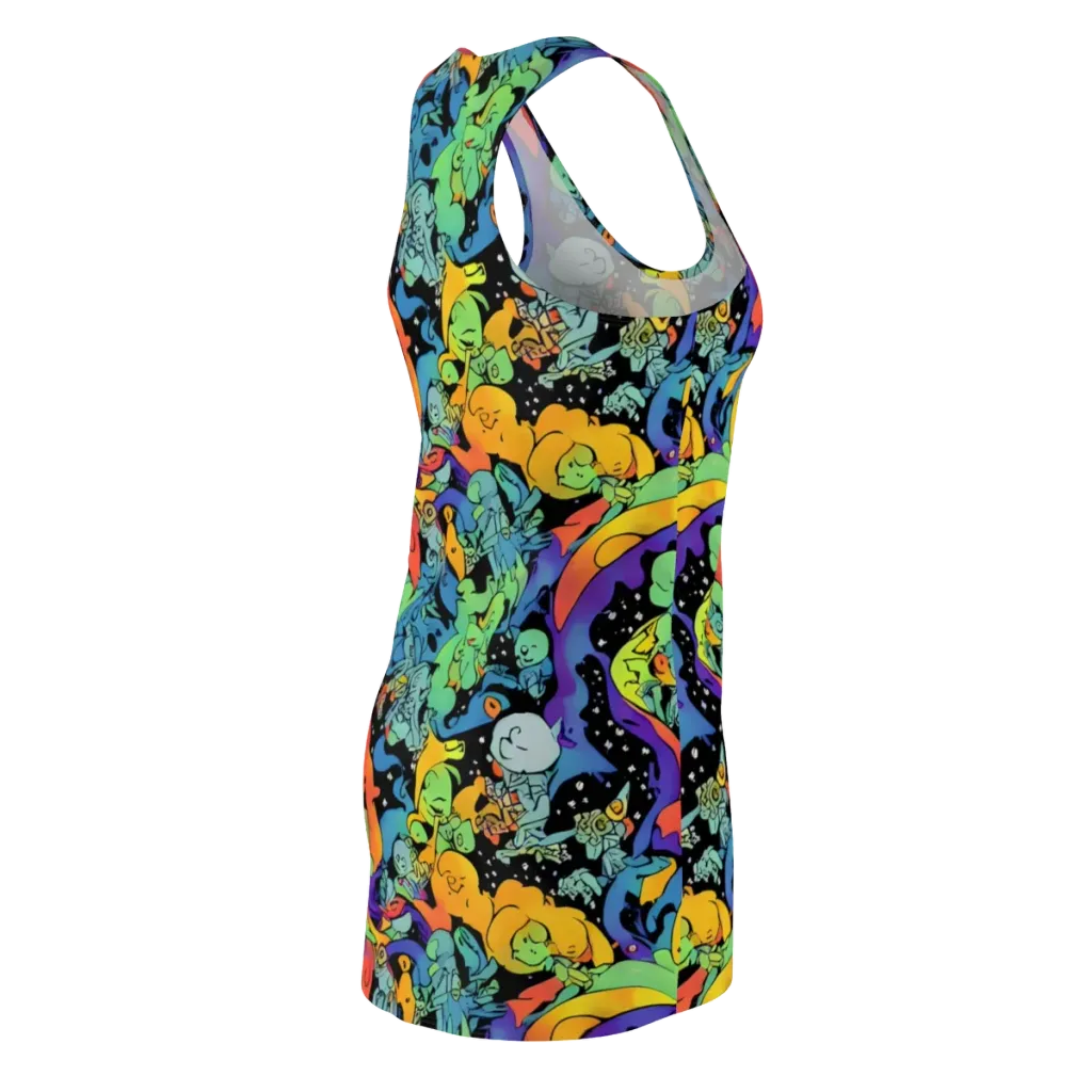 Neon Creature Carnival on Racerback Dress — Back Side