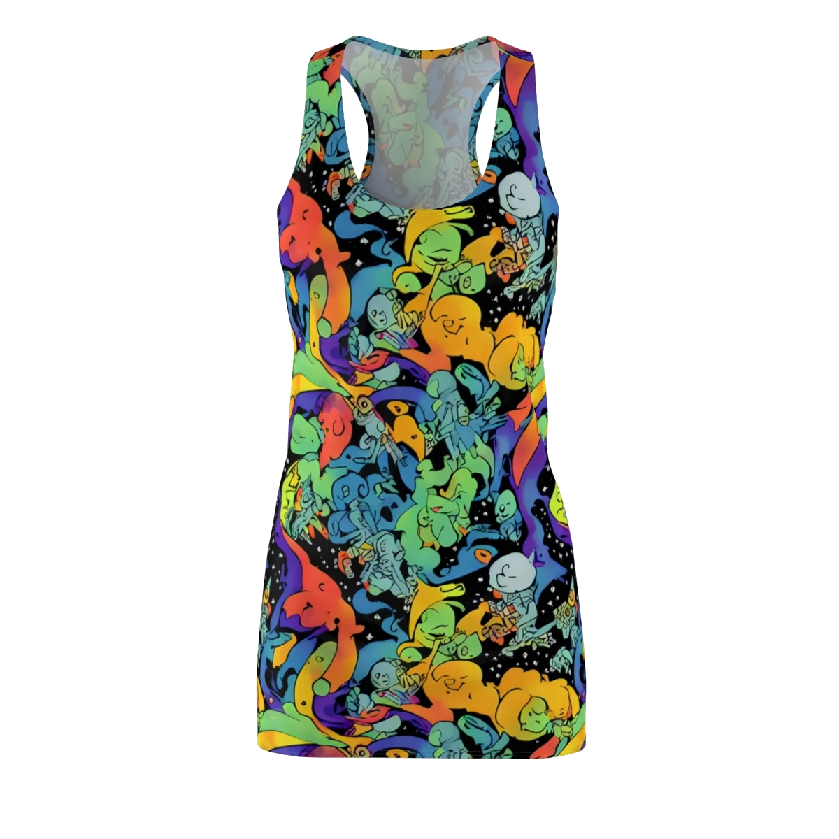 Neon Creature Carnival on Racerback Dress — Front