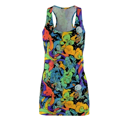 Neon Creature Carnival on a Racerback Dress
