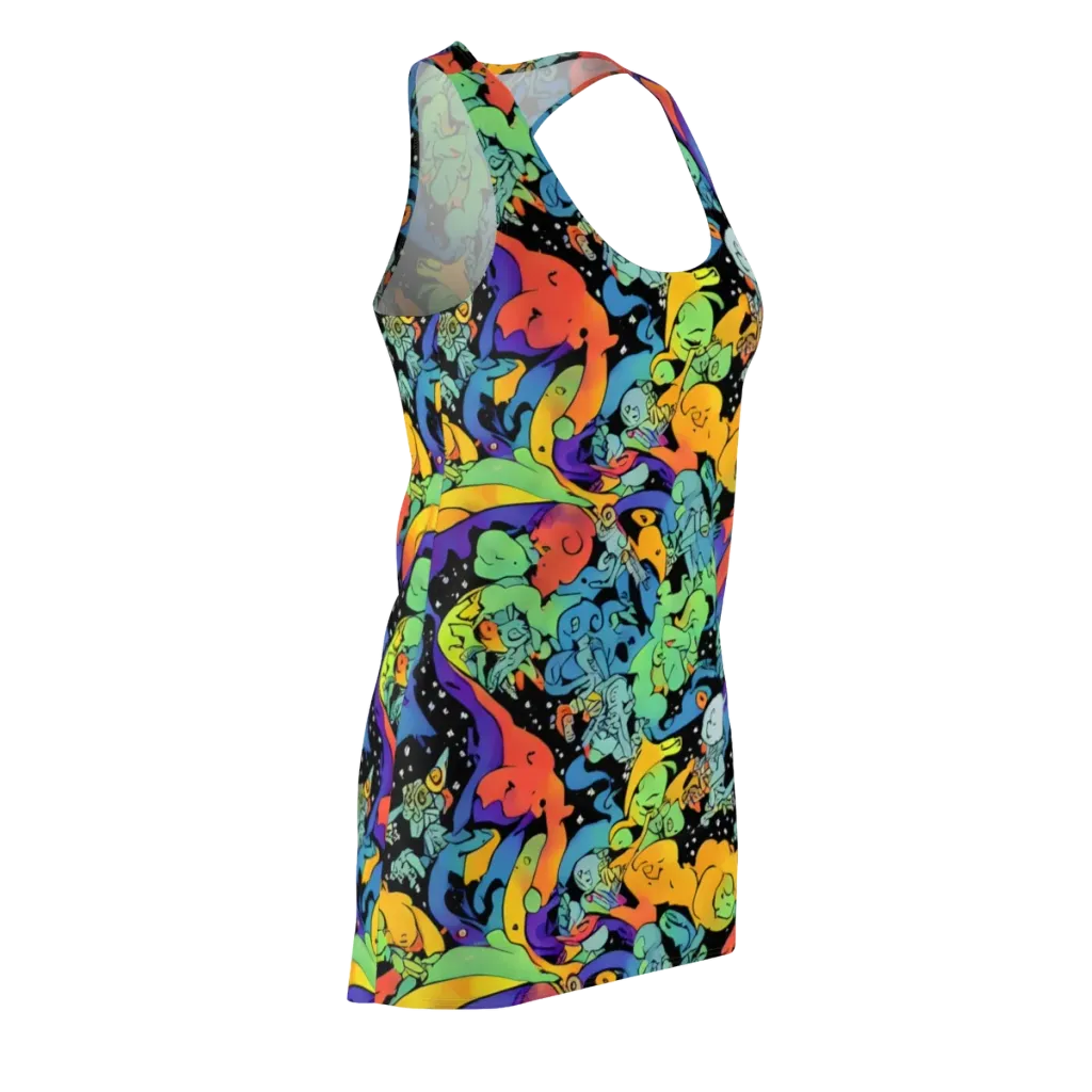 Neon Creature Carnival on Racerback Dress — Front Side