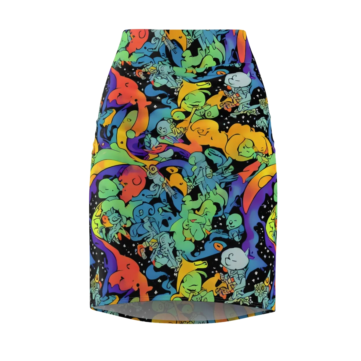Neon Creature Carnival on Pencil Skirt — Front