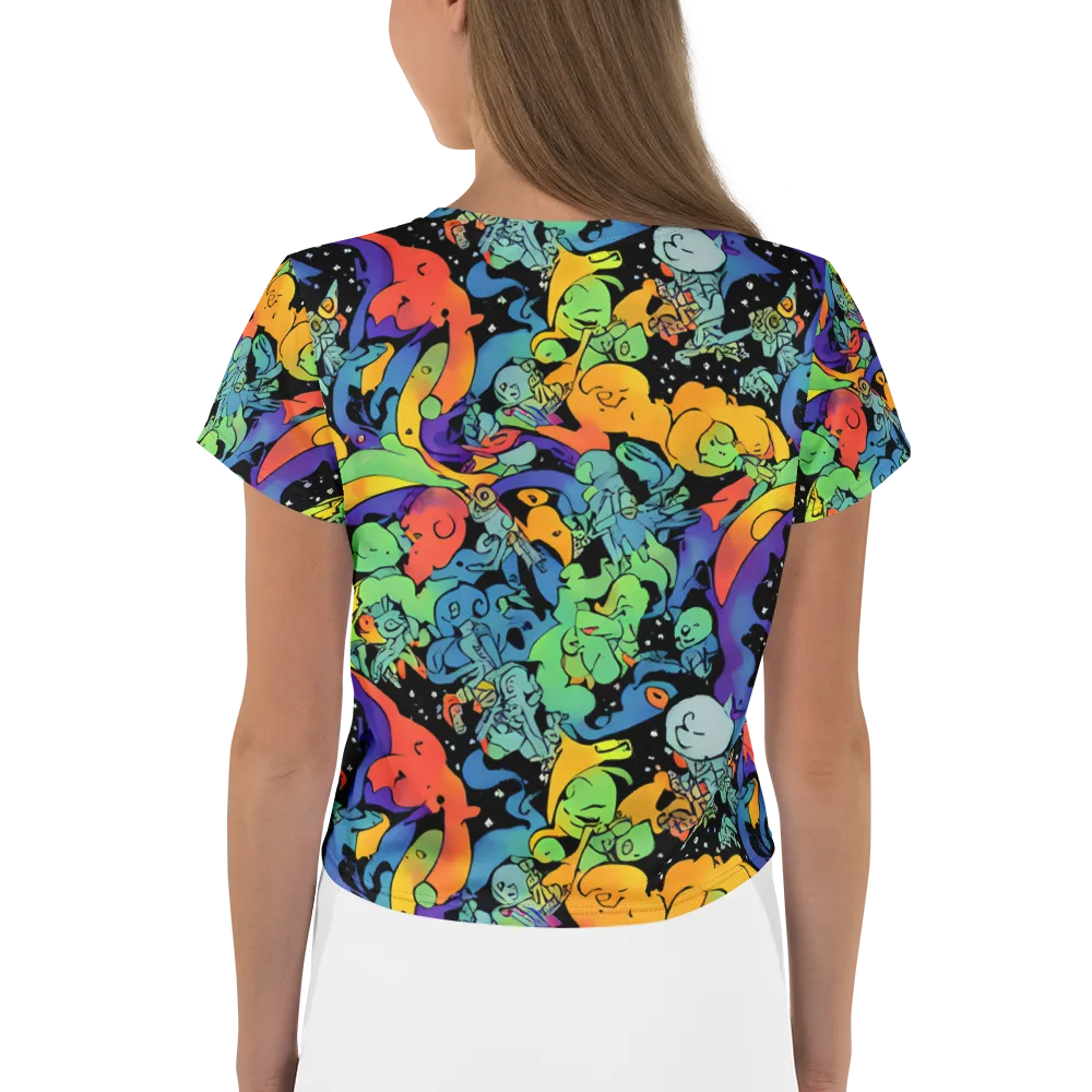 Neon Creature Carnival on Crop Tee — Back