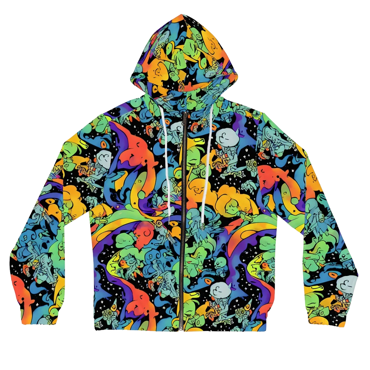 Neon Creature Carnival on Women's Full-Zip Hoodie — Front