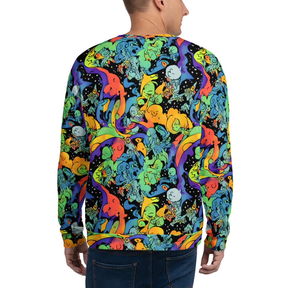 Neon Creature Carnival on Sweatshirt — Back