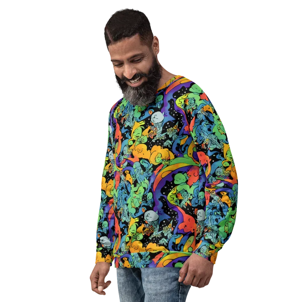 Neon Creature Carnival on Sweatshirt — Left Front