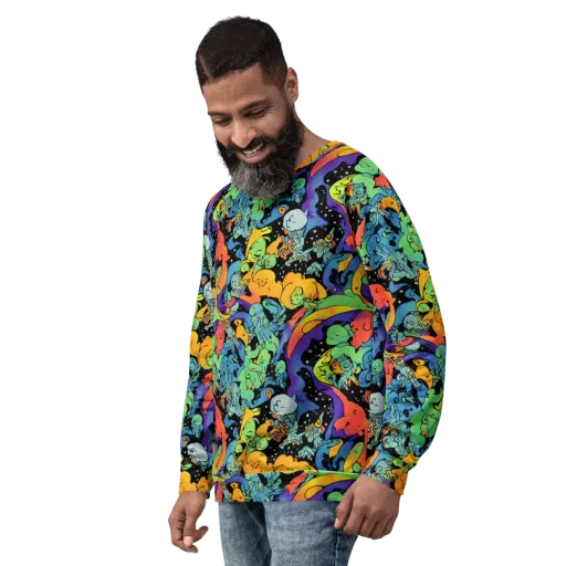 Neon Creature Carnival on a Sweatshirt