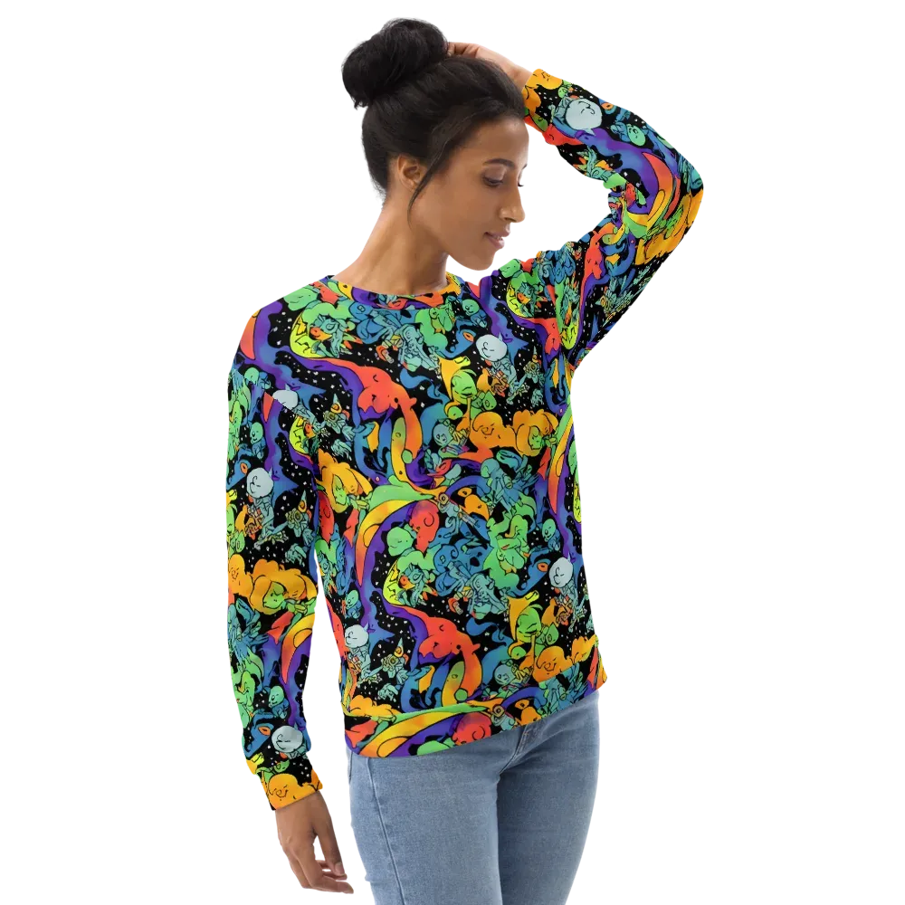 Neon Creature Carnival on Sweatshirt — Right Front