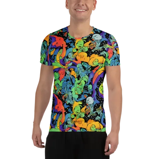 Neon Creature Carnival on a Men's Athletic T-Shirt