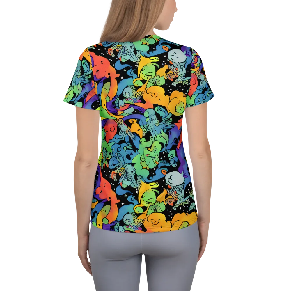 Neon Creature Carnival on Women's Athletic T-Shirt — Back