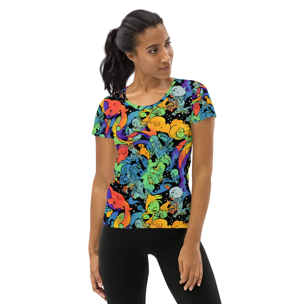 Neon Creature Carnival on Women's Athletic T-Shirt — Front