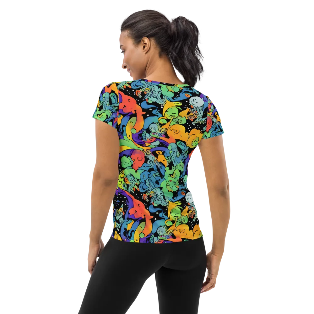 Neon Creature Carnival on Women's Athletic T-Shirt — Back