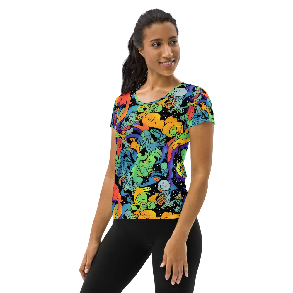 Neon Creature Carnival on Women's Athletic T-Shirt — Left