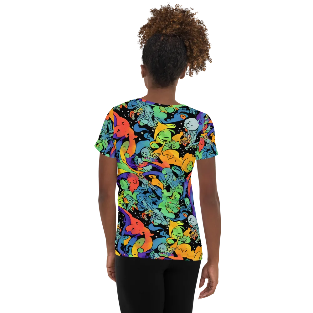 Neon Creature Carnival on Women's Athletic T-Shirt — Back