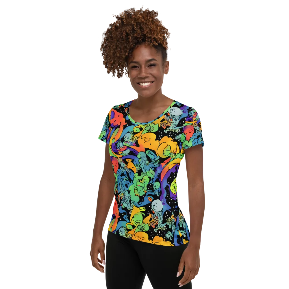 Neon Creature Carnival on Women's Athletic T-Shirt — Left