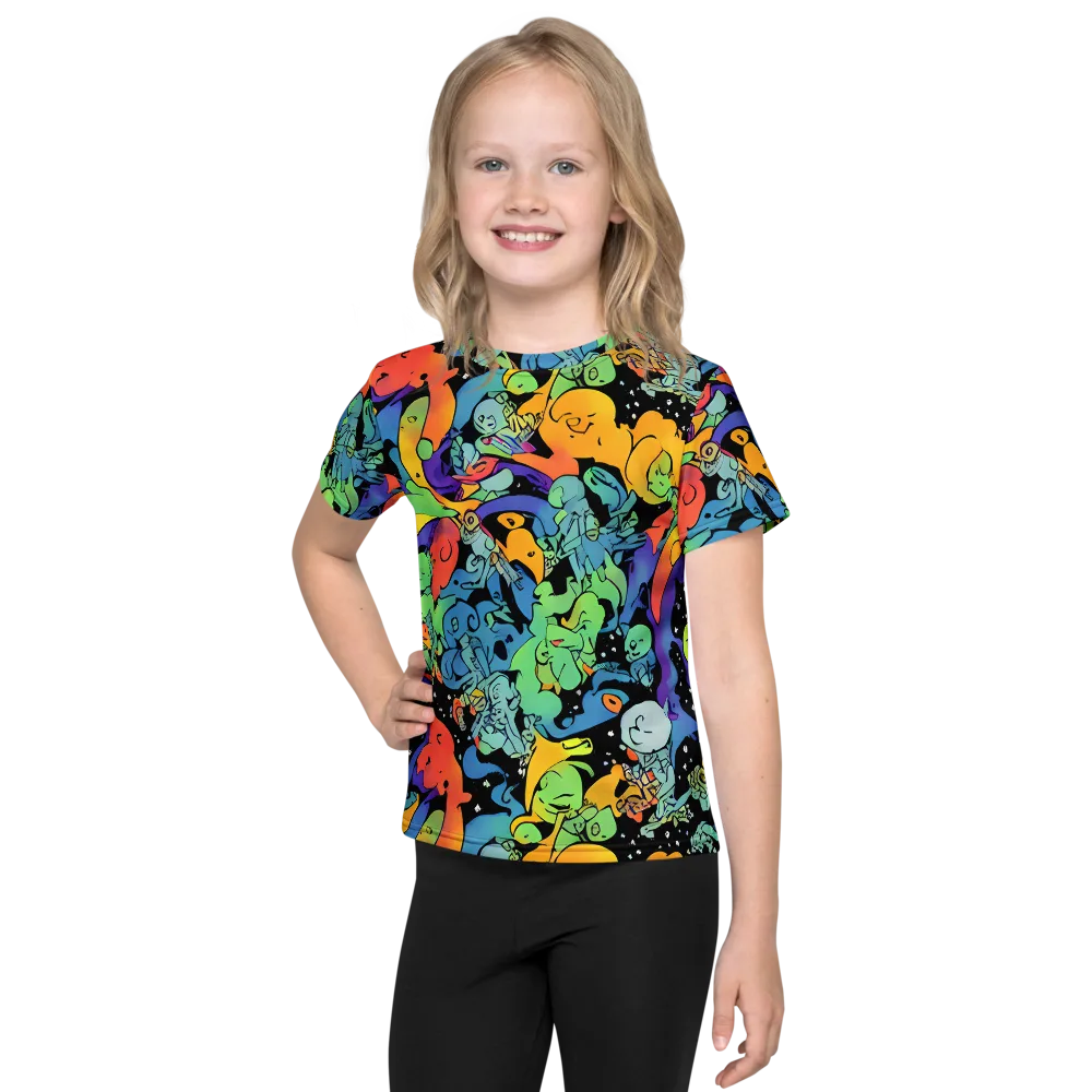 Neon Creature Carnival on Kids Crew Neck T-Shirt — Front