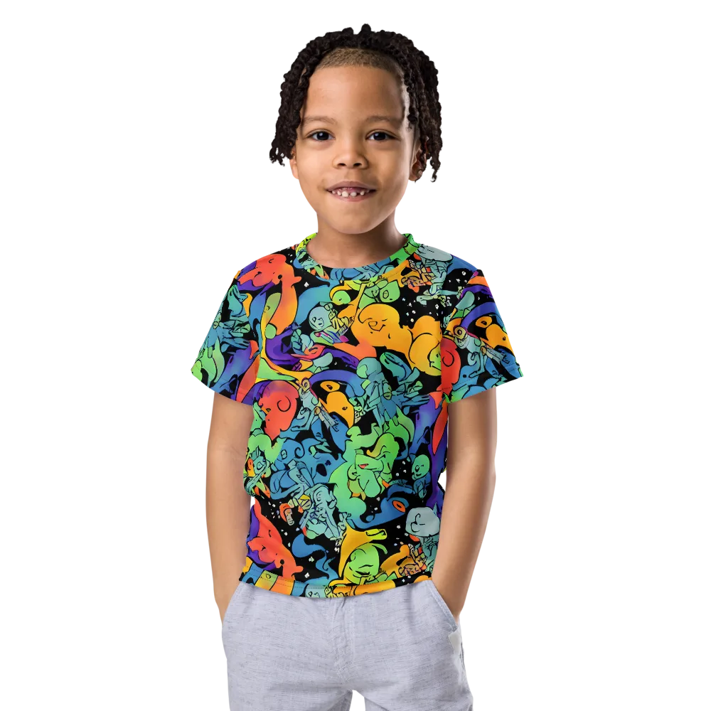 Neon Creature Carnival on Kids Crew Neck T-Shirt — Front