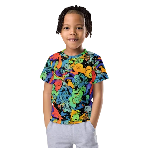 Neon Creature Carnival on a Kids Crew Neck T-Shirt