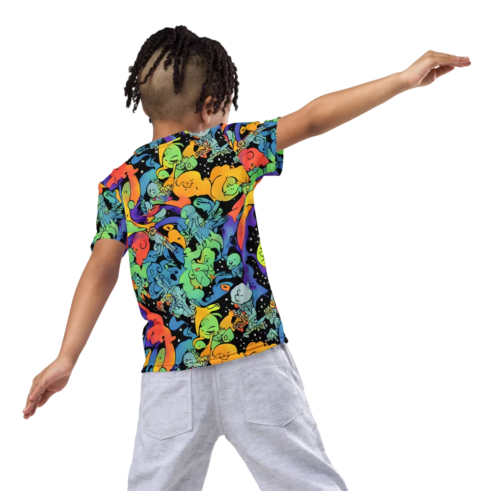 Neon Creature Carnival on Kids Crew Neck T-Shirt — Back