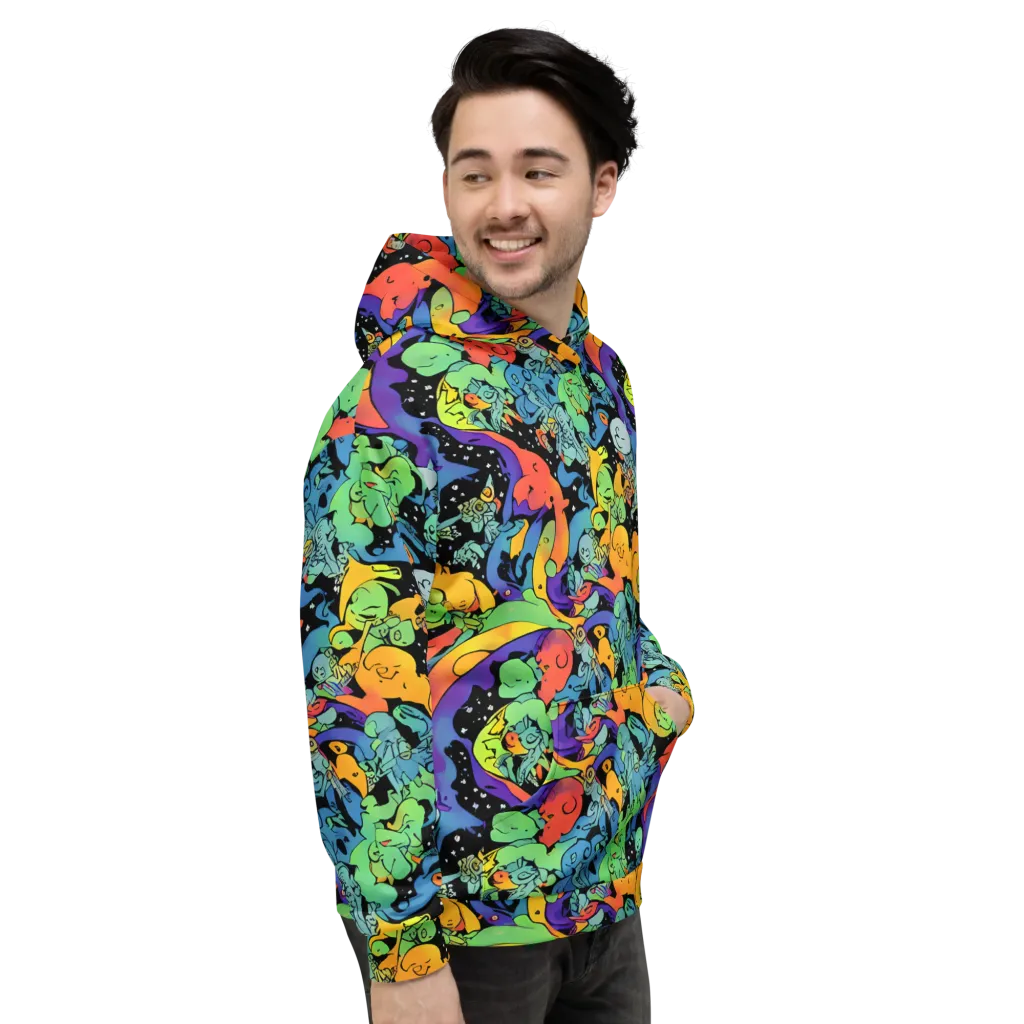 Neon Creature Carnival on Hoodie — Right