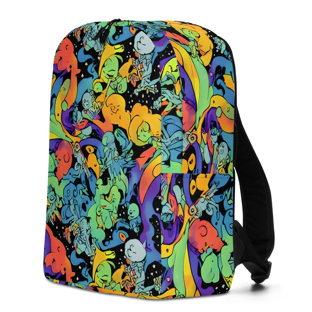 Neon Creature Carnival on Minimalist Backpack — Left