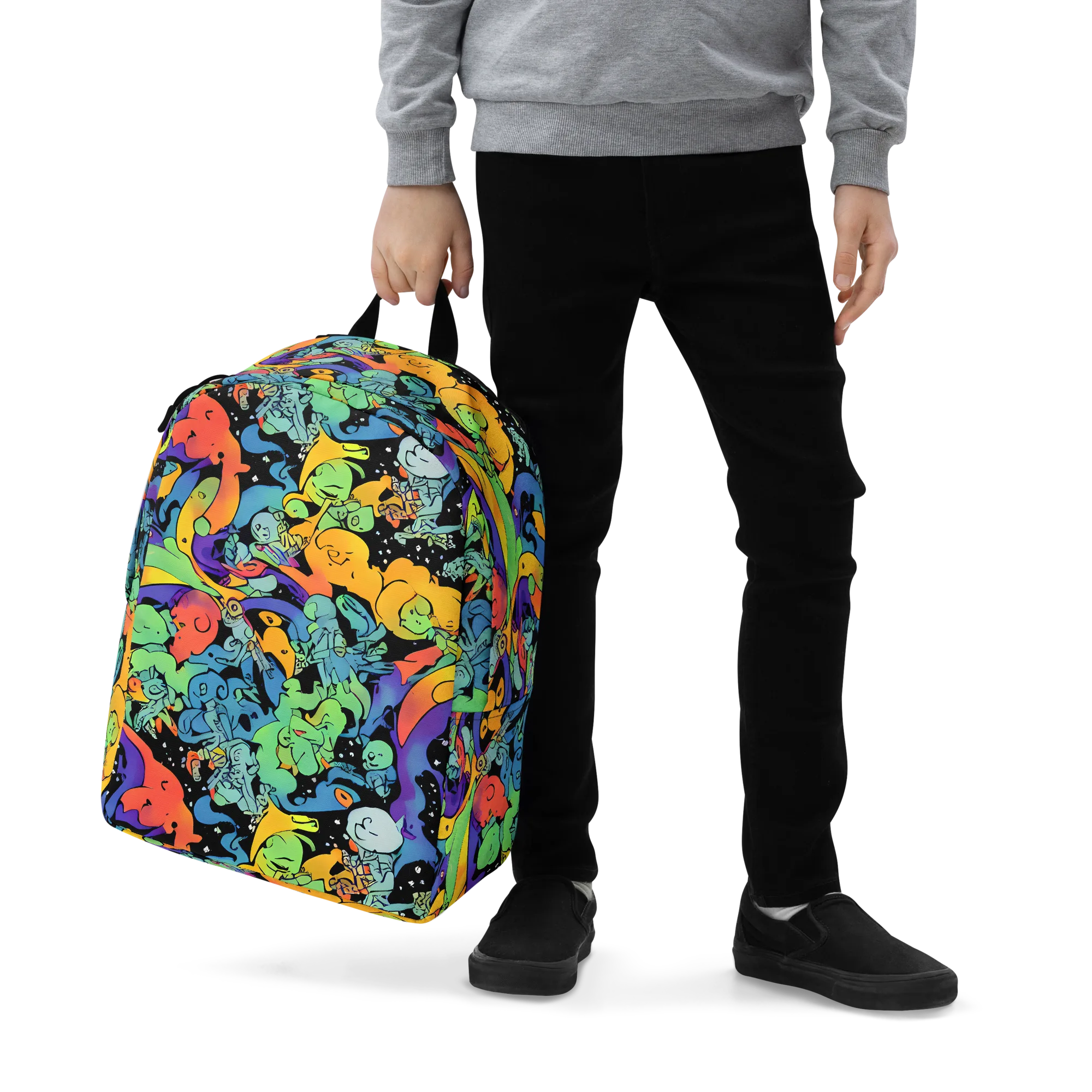 Neon Creature Carnival on Minimalist Backpack — Zoomed-in