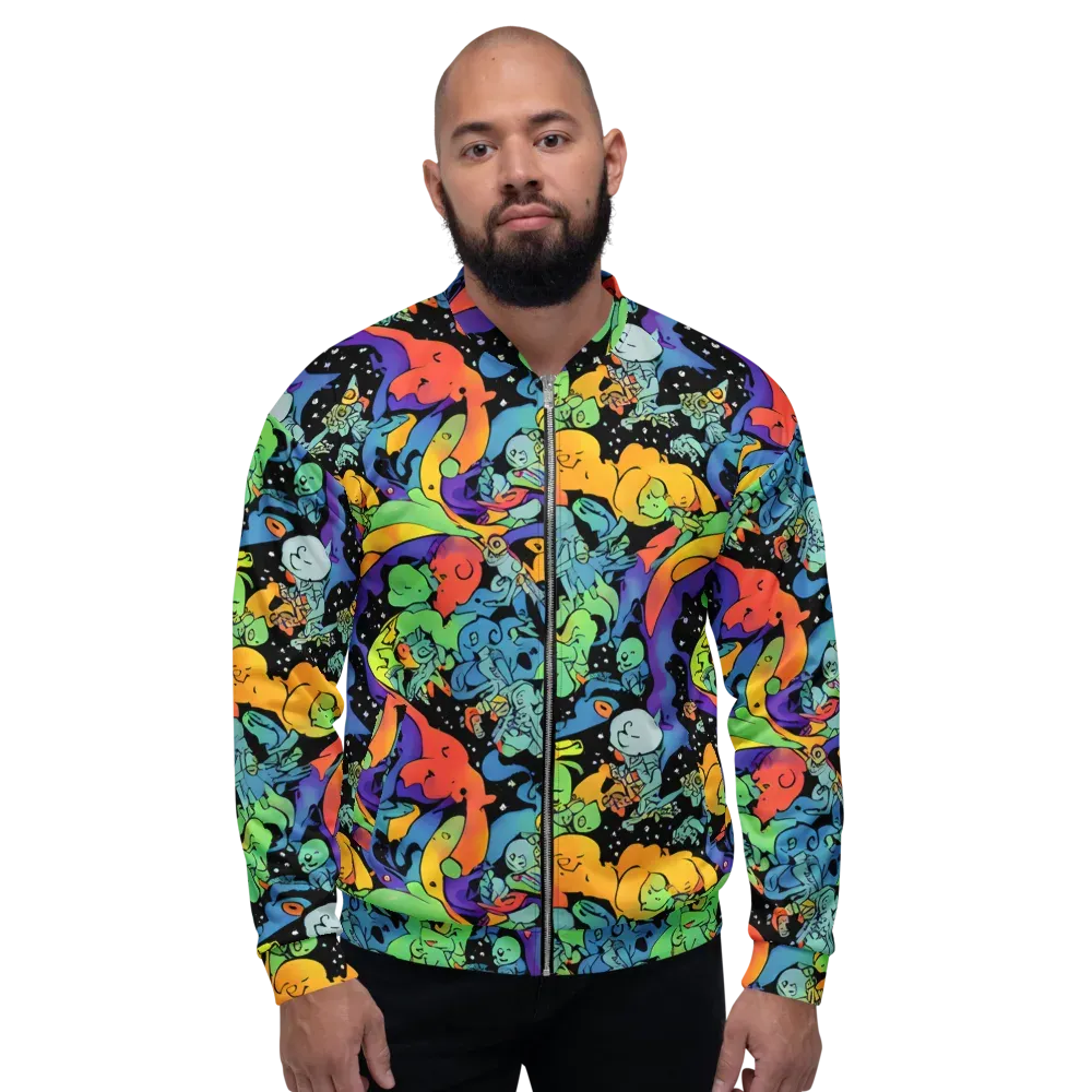 Neon Creature Carnival on Bomber Jacket — Front