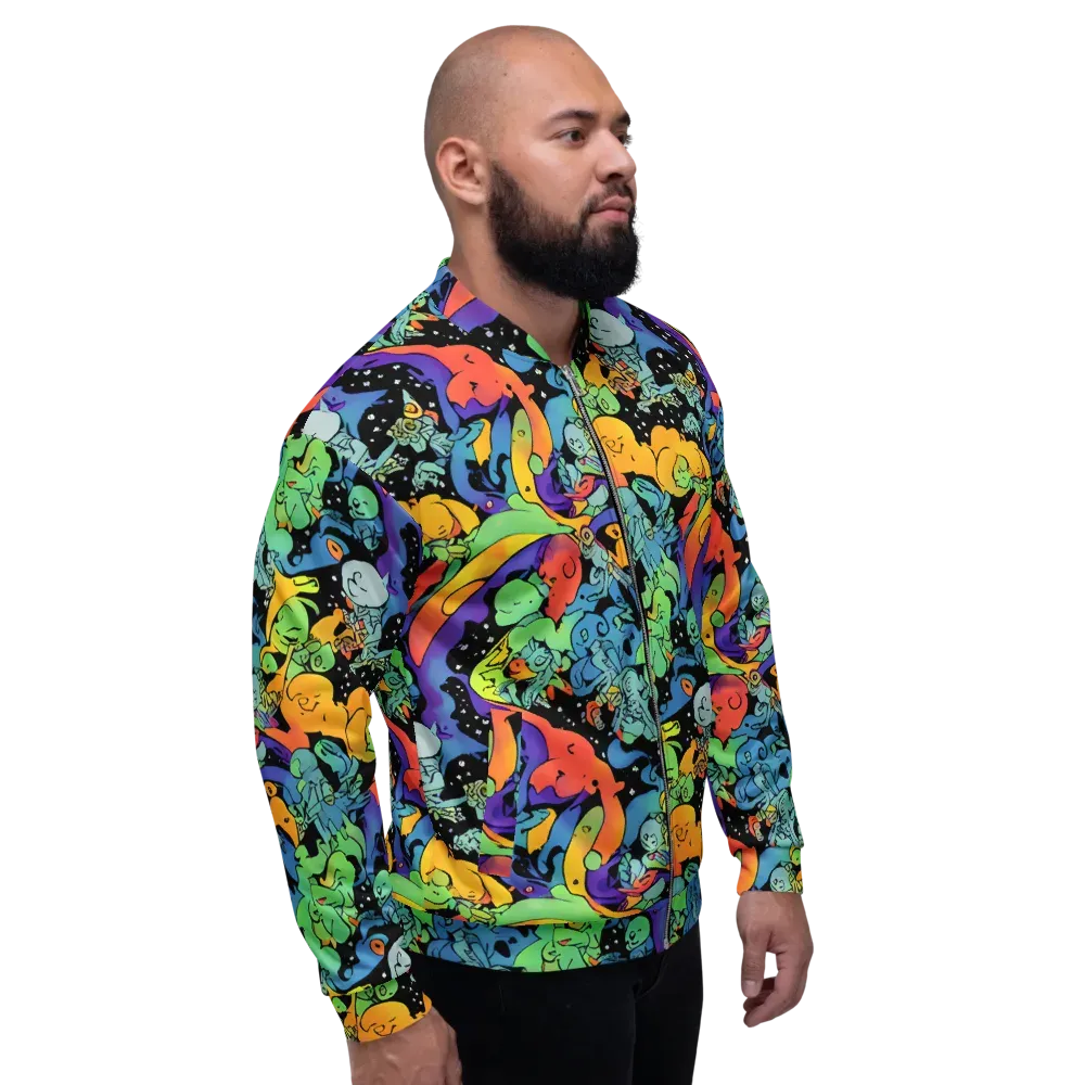 Neon Creature Carnival on Bomber Jacket — Right