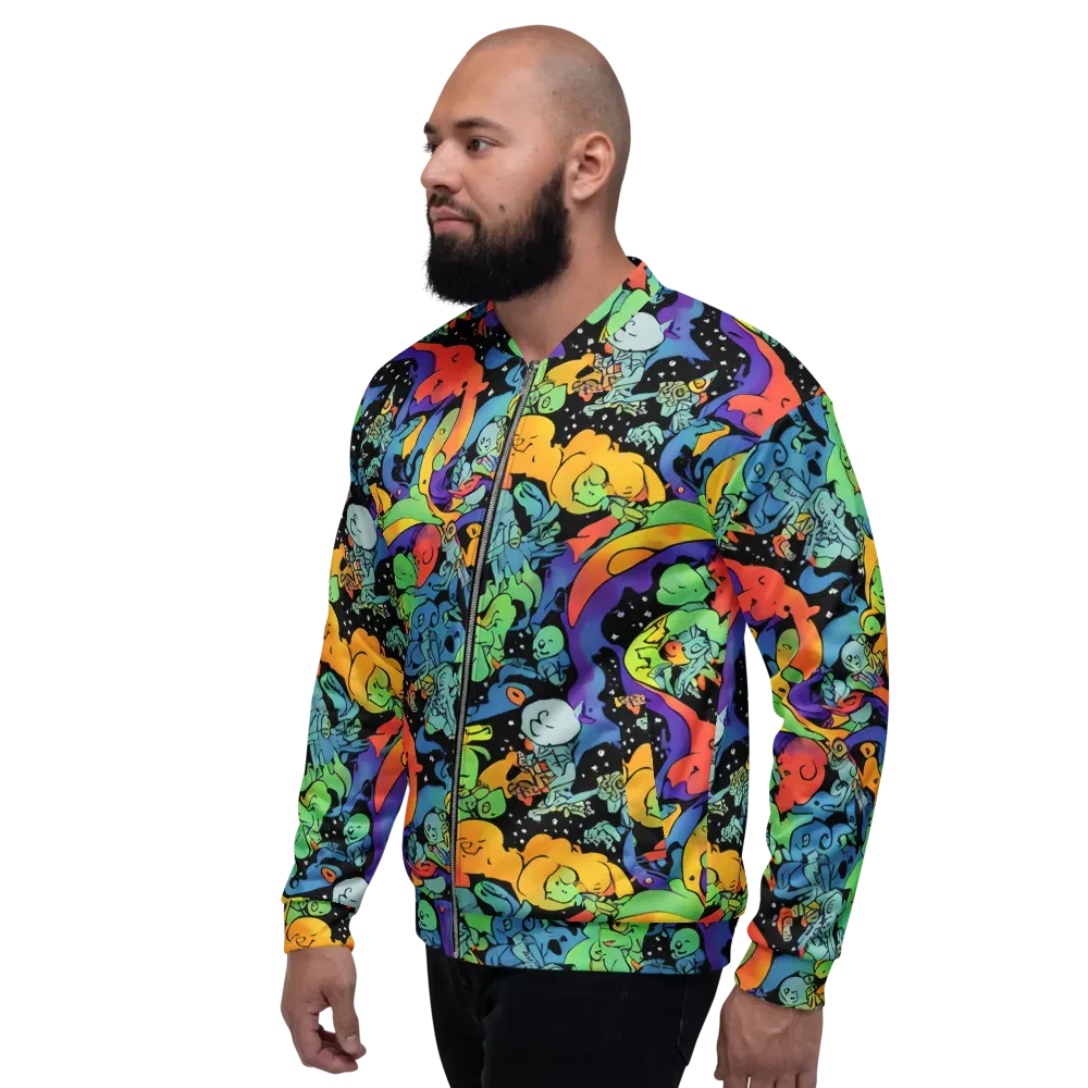 Neon Creature Carnival on Bomber Jacket — Left