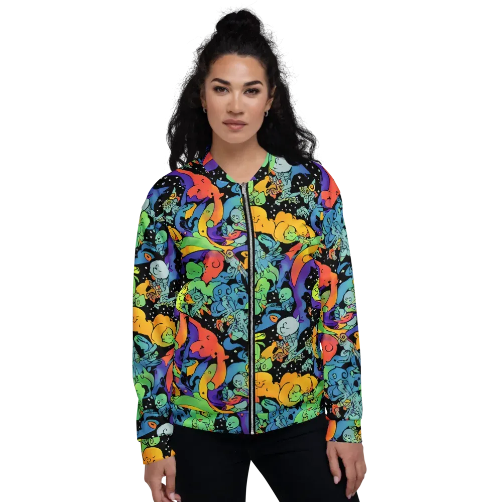 Neon Creature Carnival on Bomber Jacket — Front