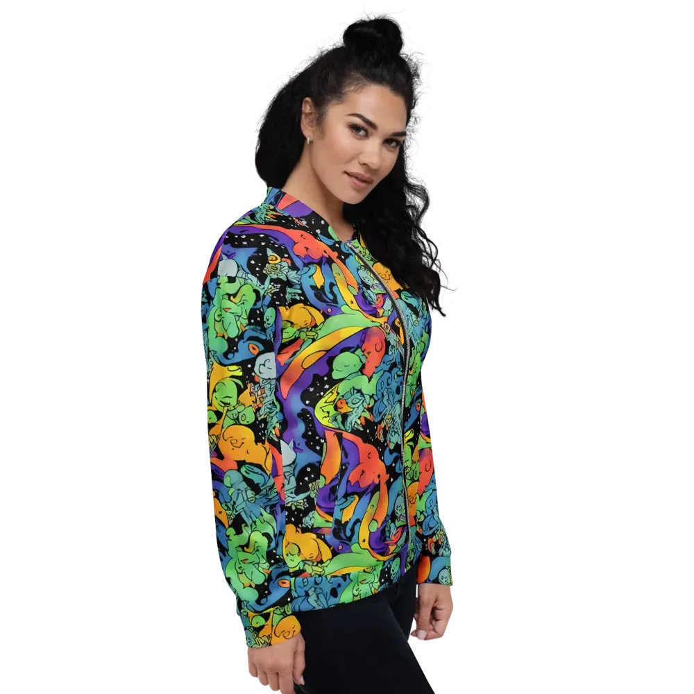 Neon Creature Carnival on Bomber Jacket — Right