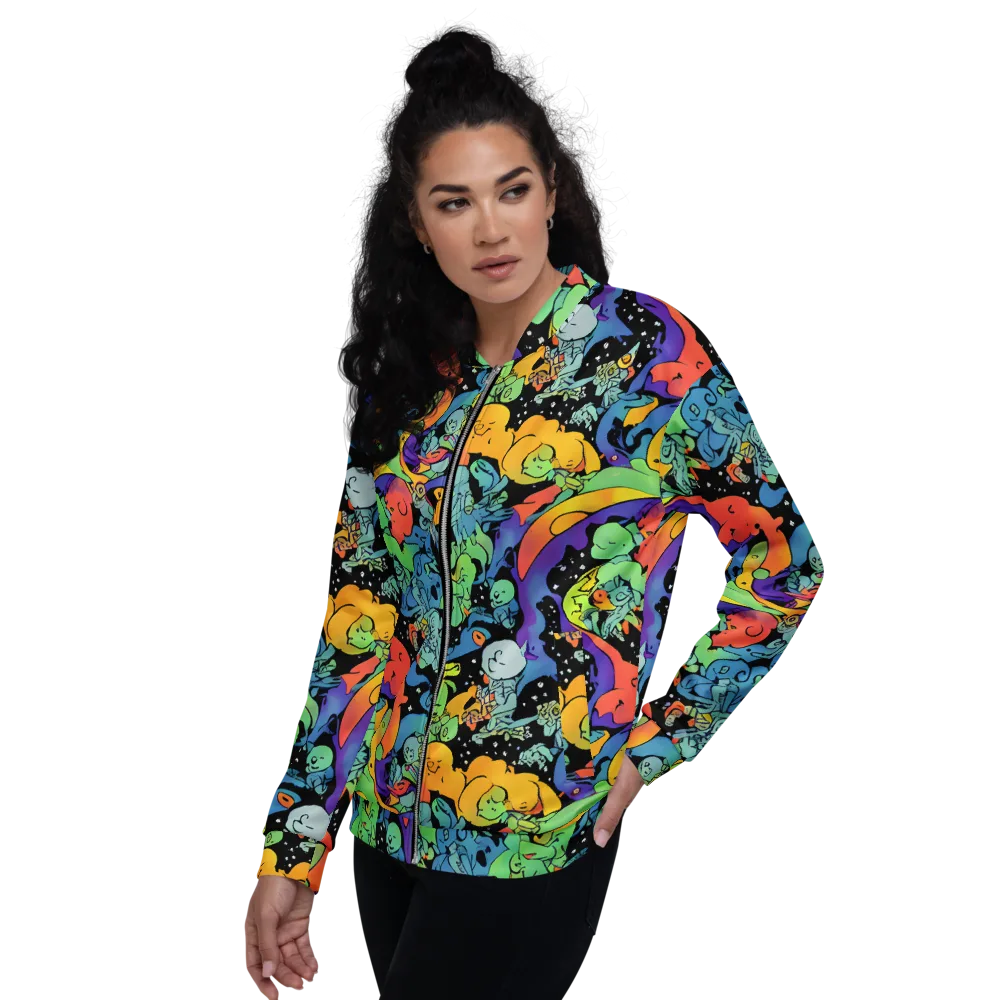 Neon Creature Carnival on Bomber Jacket — Left