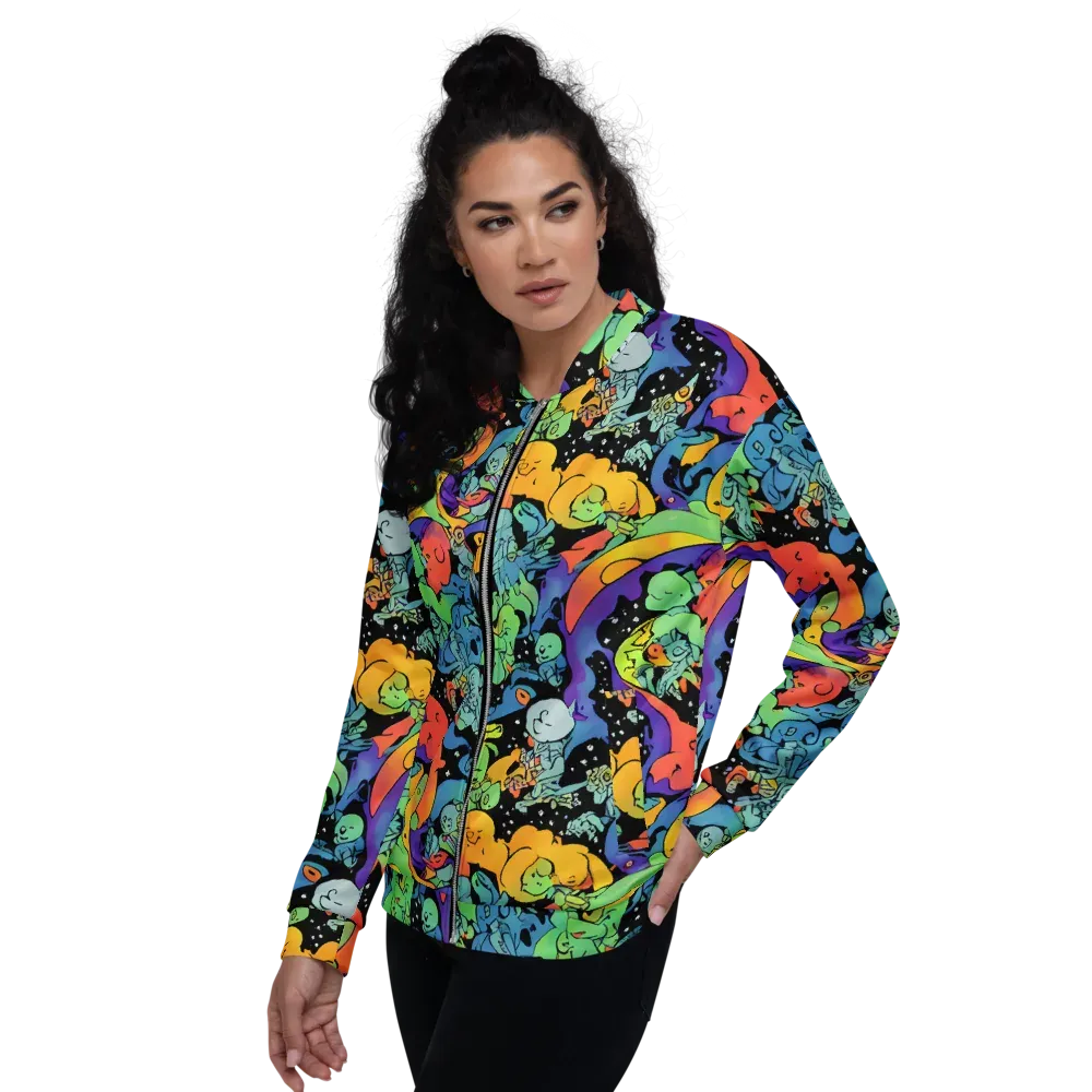 Neon Creature Carnival on Bomber Jacket — Left