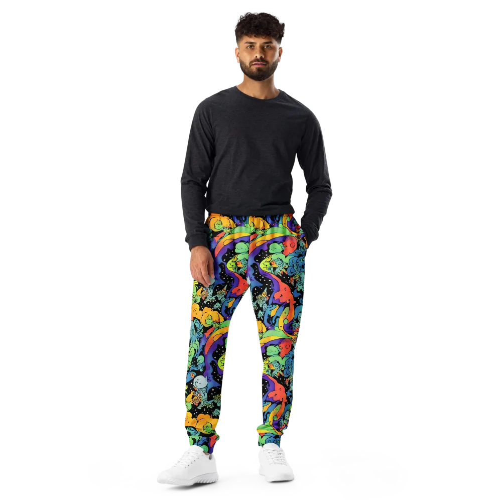 Neon Creature Carnival on Men's Joggers — Front
