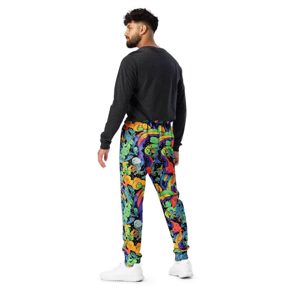 Neon Creature Carnival on Men's Joggers — Back