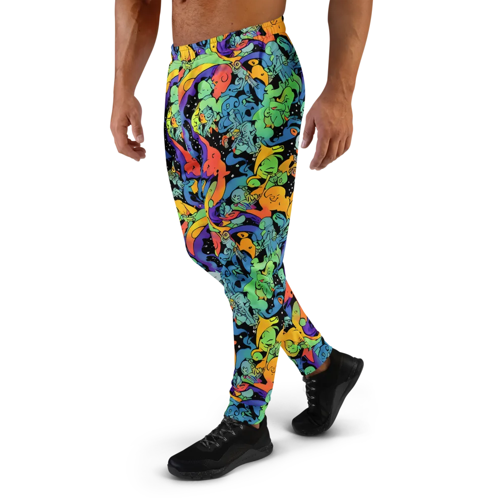 Neon Creature Carnival on Men's Joggers — Left