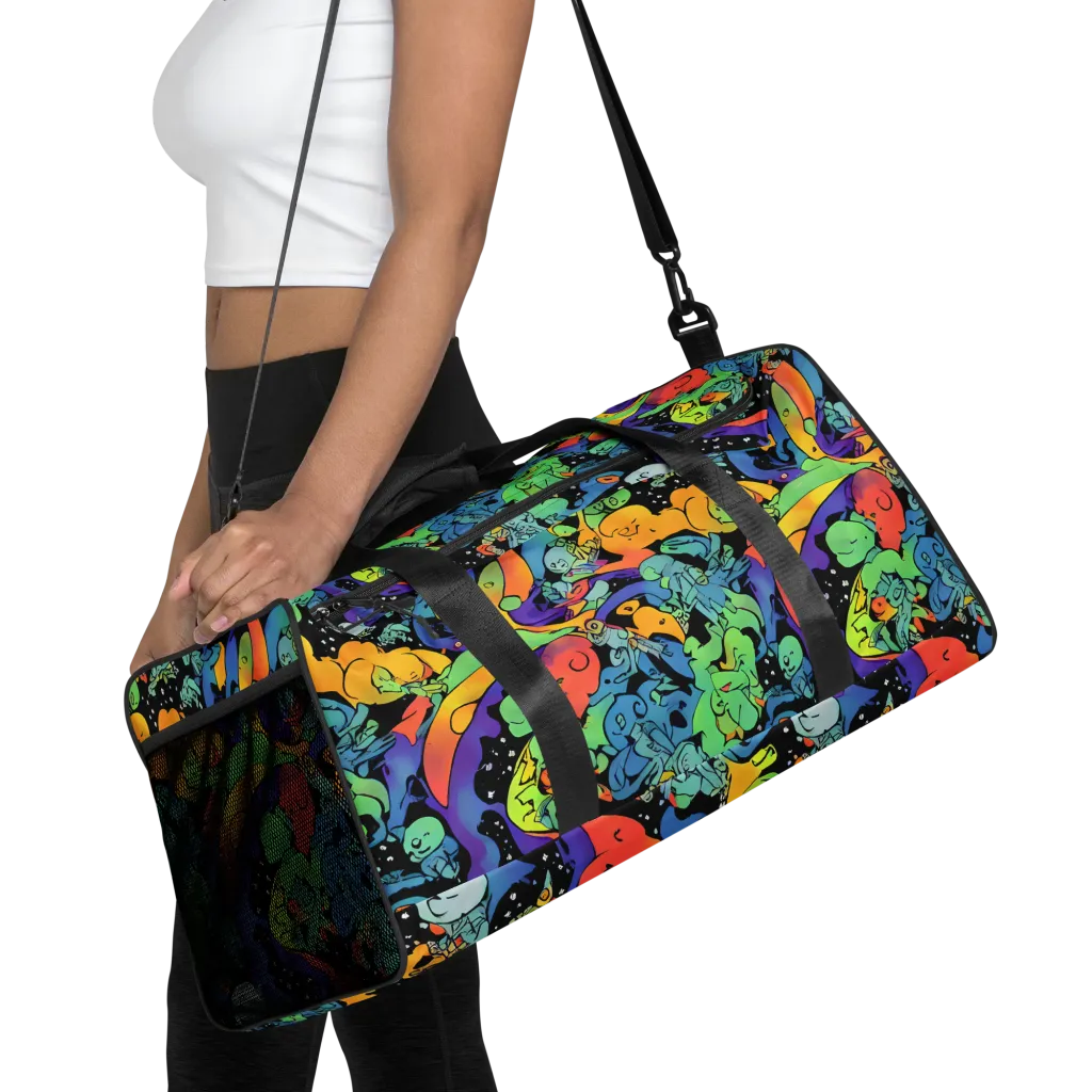 Neon Creature Carnival on Duffle Bag — Front