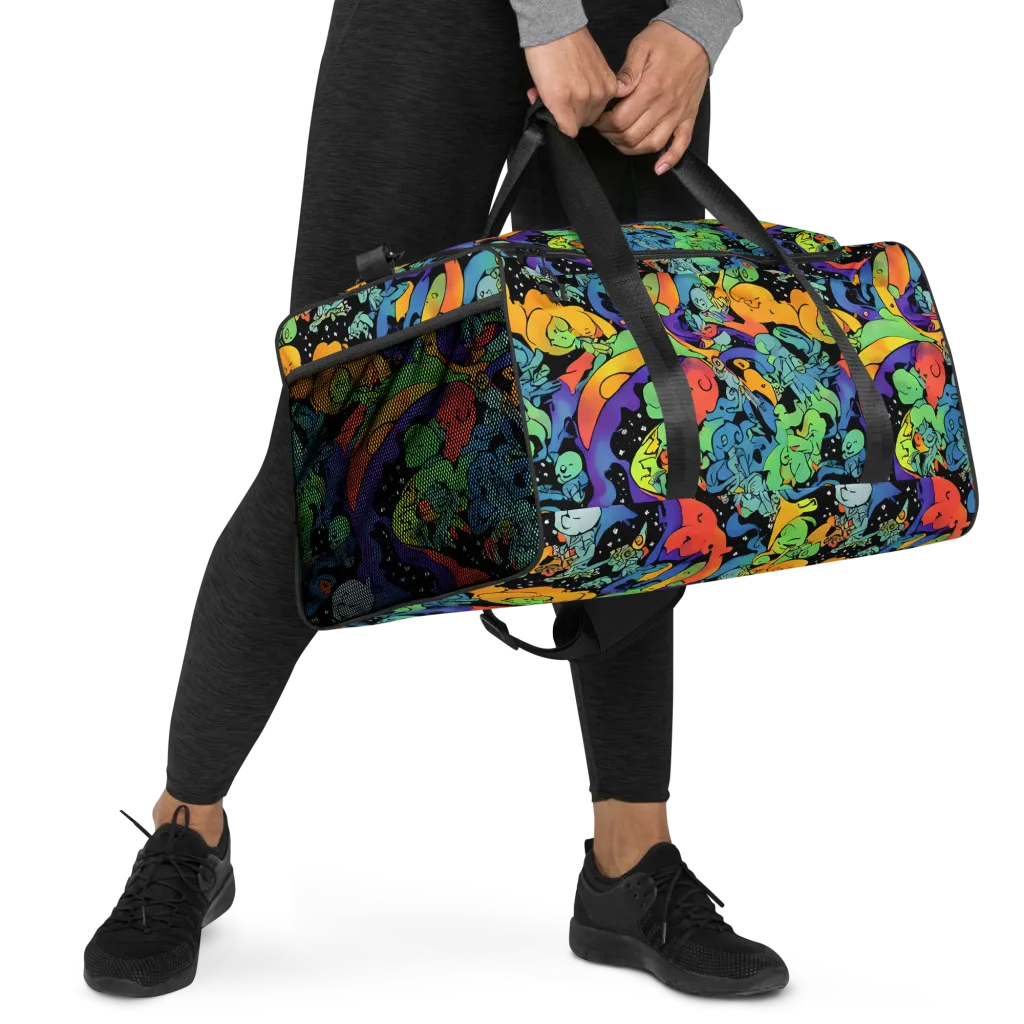 Neon Creature Carnival on Duffle Bag — Right Front