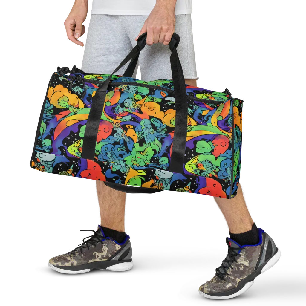 Neon Creature Carnival on Duffle Bag — Front