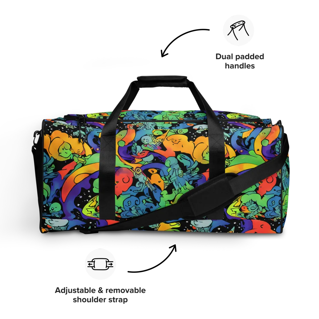 Neon Creature Carnival on Duffle Bag — Front
